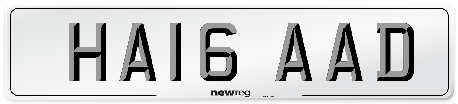 HA16 AAD Number Plate from New Reg